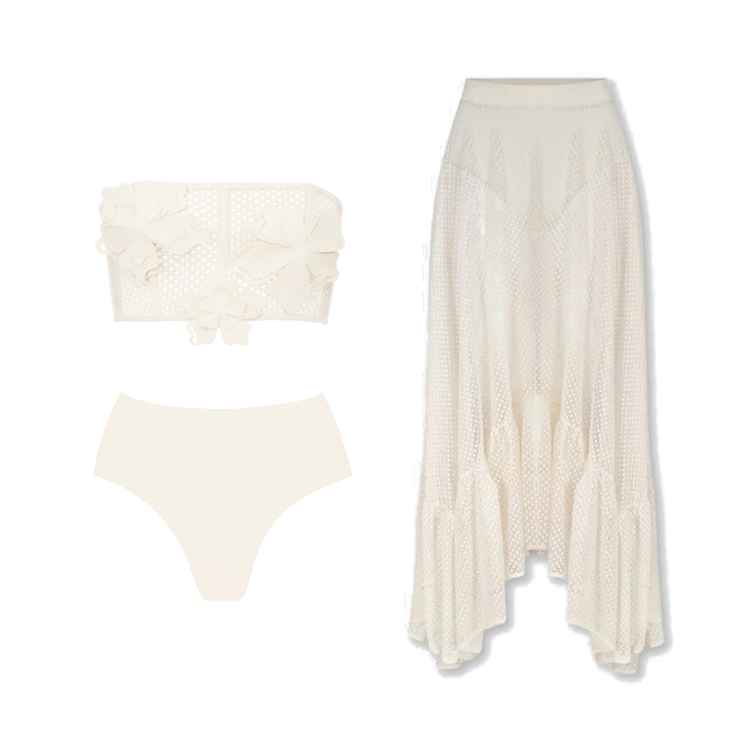 Swim Cover Up Mesh - Conjunto de Biquíni de Crochê com