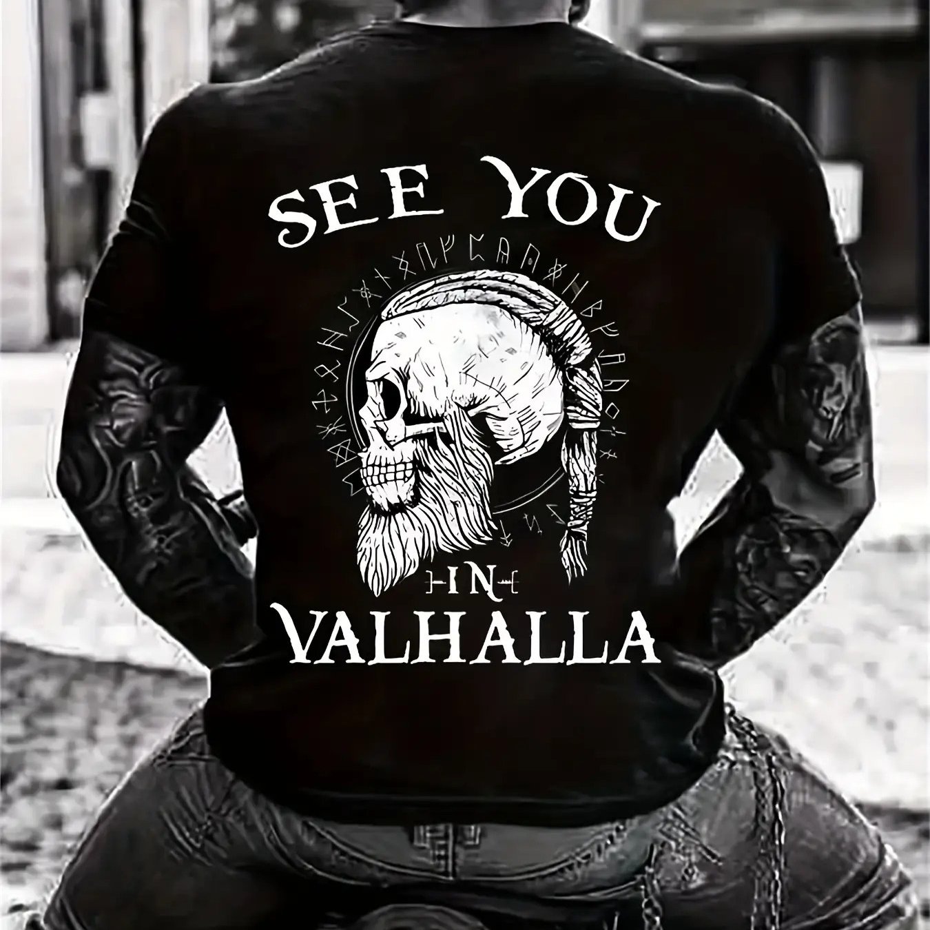 Summer Viking Clothing - Camiseta Masculina com Design de Crânio
