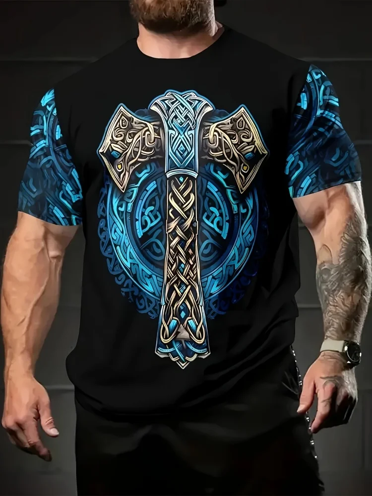 Summer Viking Clothing - Camiseta Masculina Nova com Estampa Viking