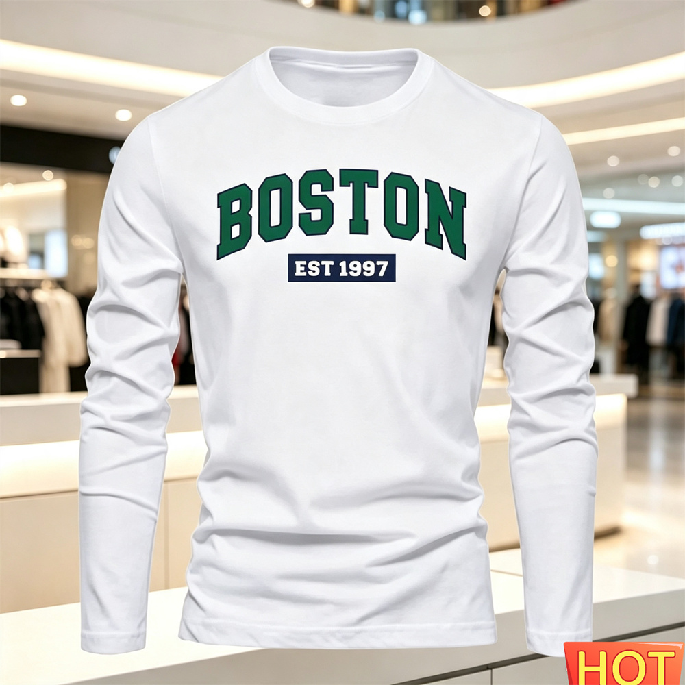 Summer Clothing Line - Camiseta masculina de manga comprida, outono-verão,