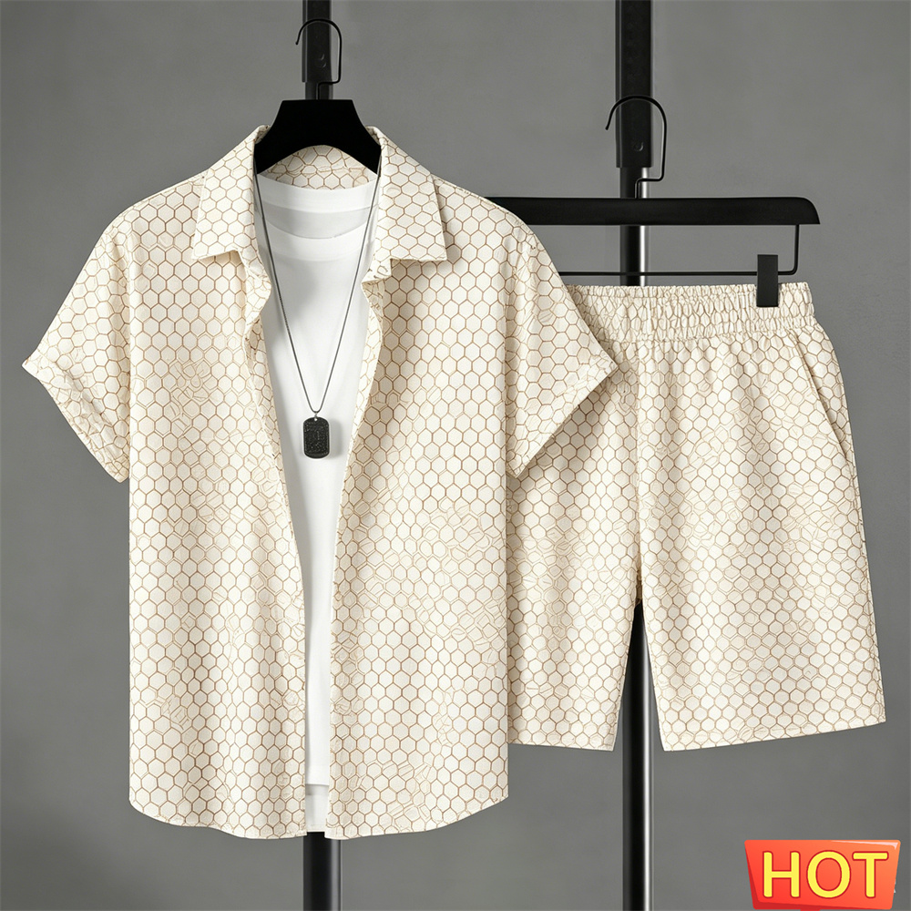 Summer Clothing Line - Conjunto de Camisa Masculina para o