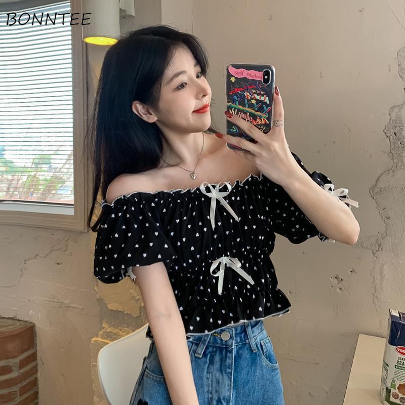 Crop Blouse Linen - Blusas femininas verão francês puff manga