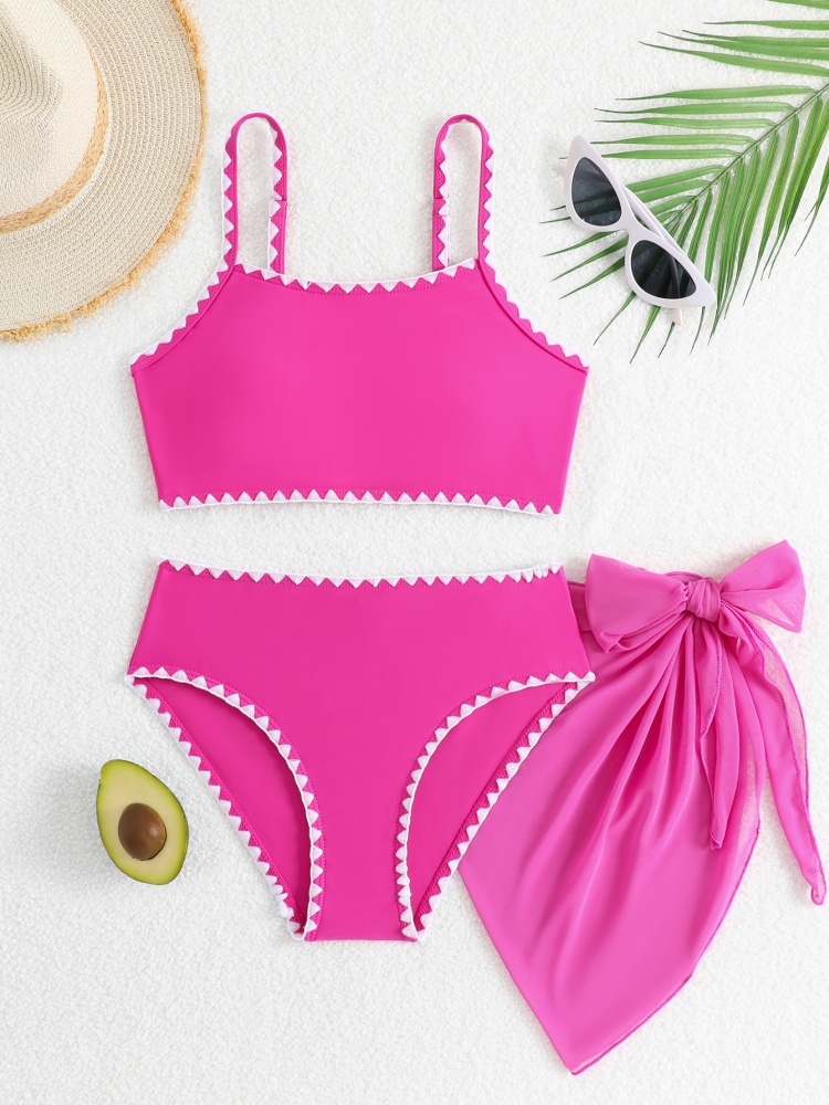 Swim Cover Up Mesh - Biquíni Infantil Feminino 2026 Novo Rosa