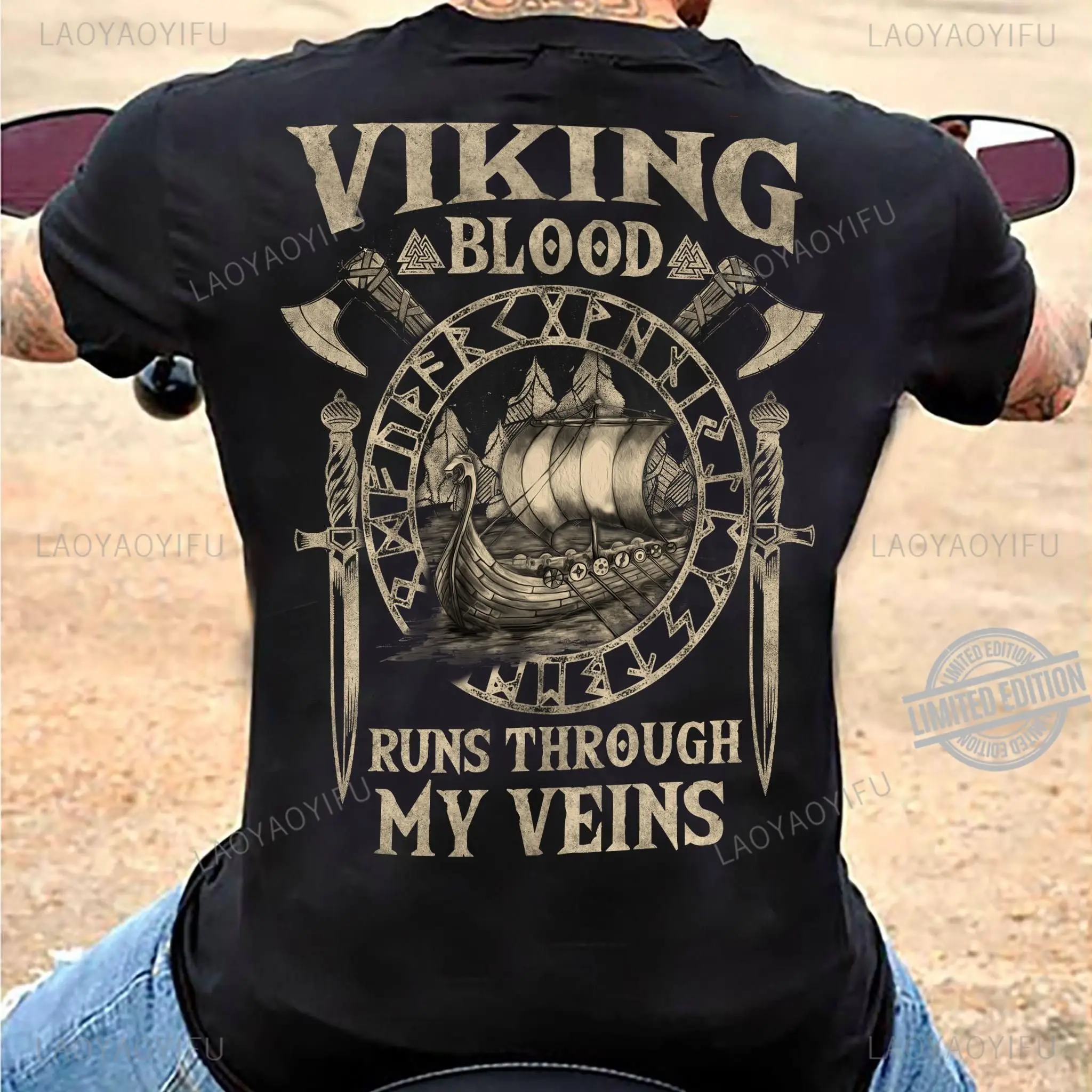Summer Viking Clothing - Camiseta masculina de manga curta Viking