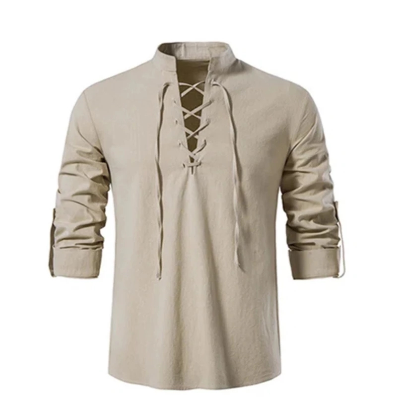 Summer Viking Clothing - Camisa vintage com decote em v