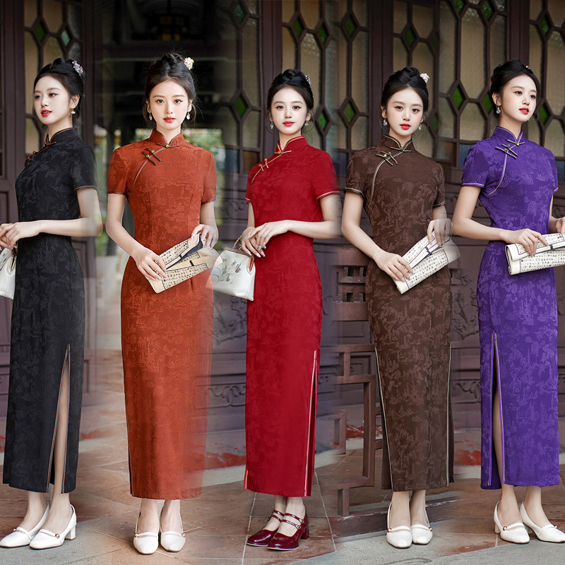 Summer Clothes - Novo Vestido Longo Cheongsam Vermelho Elegante