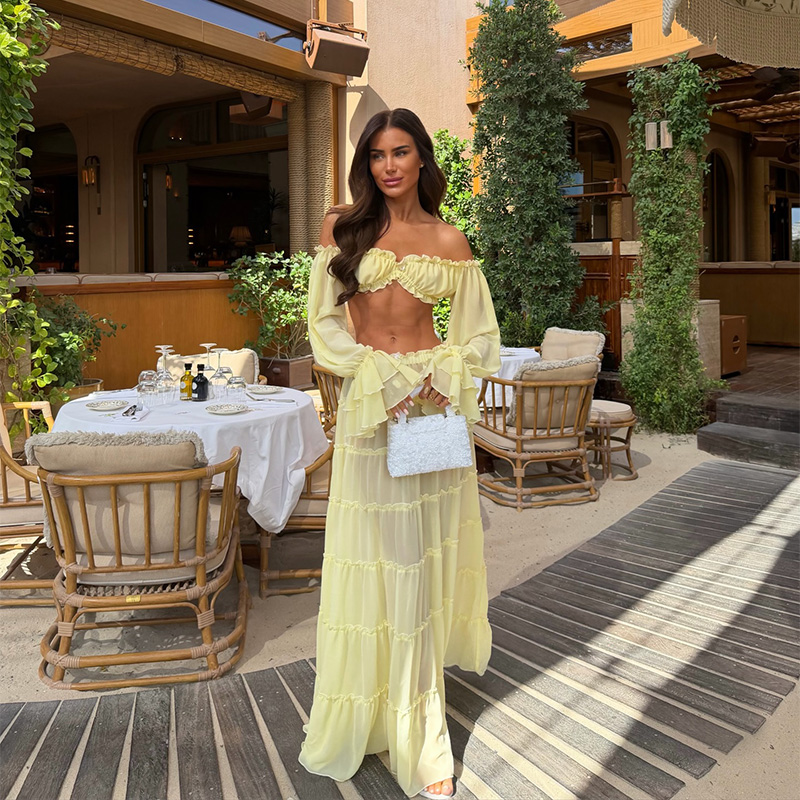 Conjunto Elegante Amarelo de 2 - Summer Vacation Clothing Women avaliação e preço