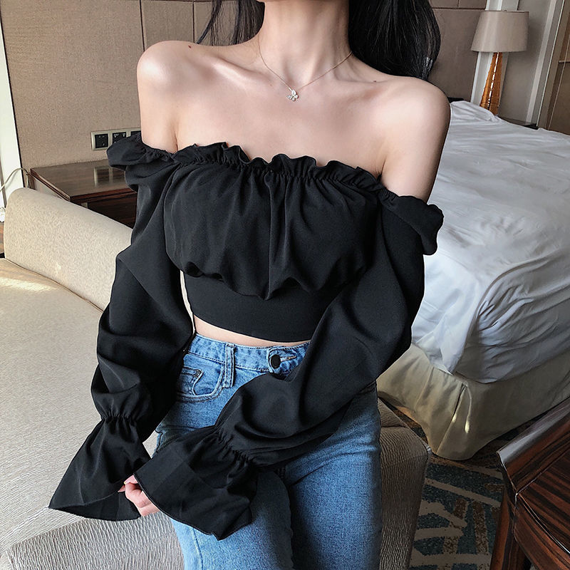 Blusas femininas preto puff ma - Crop Blouse Linen avaliação e preço