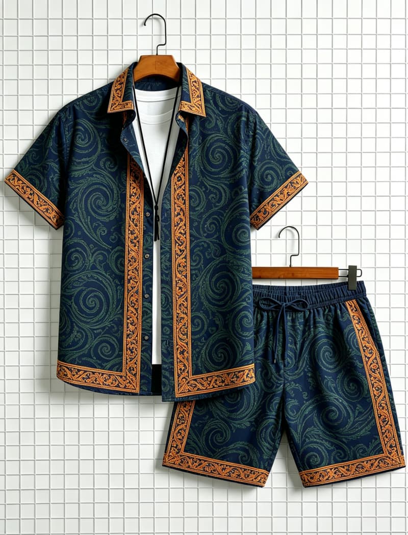 Conjunto de camisa de manga cu - Summer Clothing Line avaliação e preço