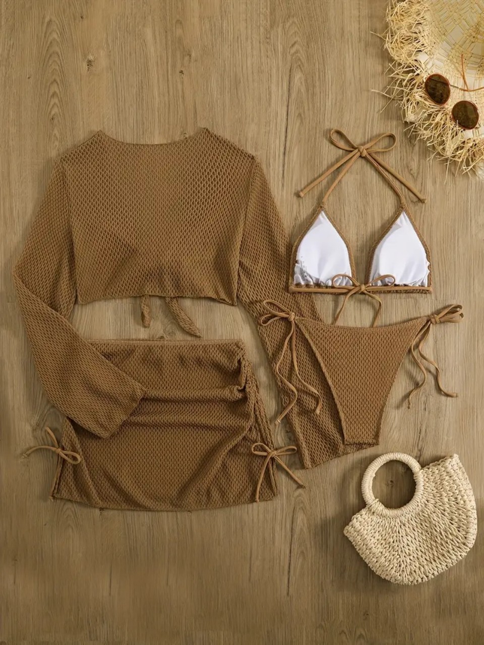 4 peça halter biquinis conjunt - Swim Cover Up Mesh avaliação e preço