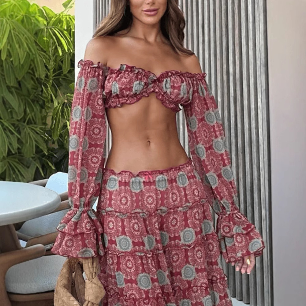 Conjunto de Saia com Estampa V - Summer Vacation Clothing Women avaliação e preço