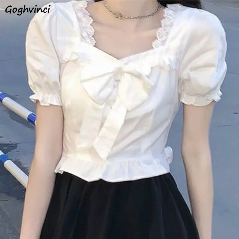 White Blouses Women Bow Design - Crop Blouse Linen avaliação e preço
