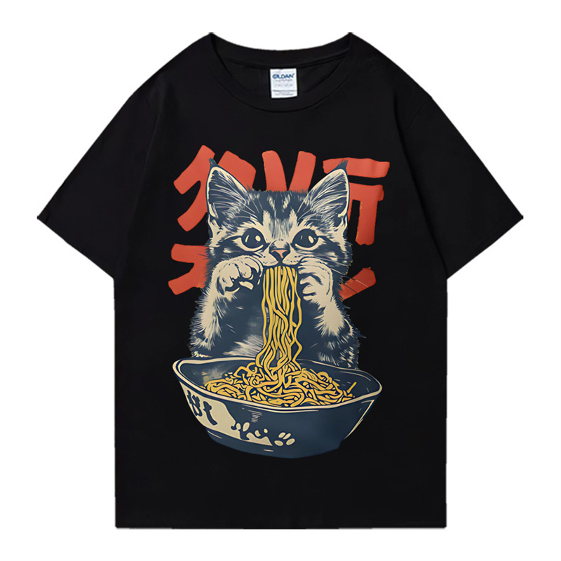 Camiseta Kawaii Ramen Cat Retr - Summer Clothing Essentials Women avaliação e preço