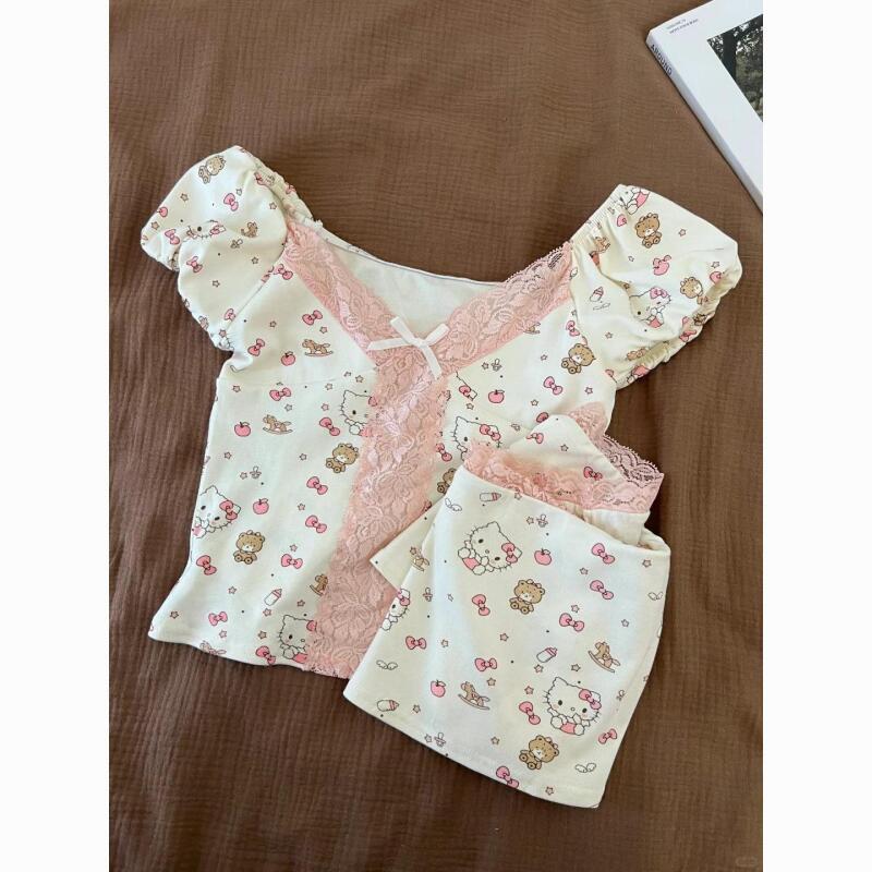 Pijamas Estilo Hello Kitty Pur - Summer Clothes avaliação e preço
