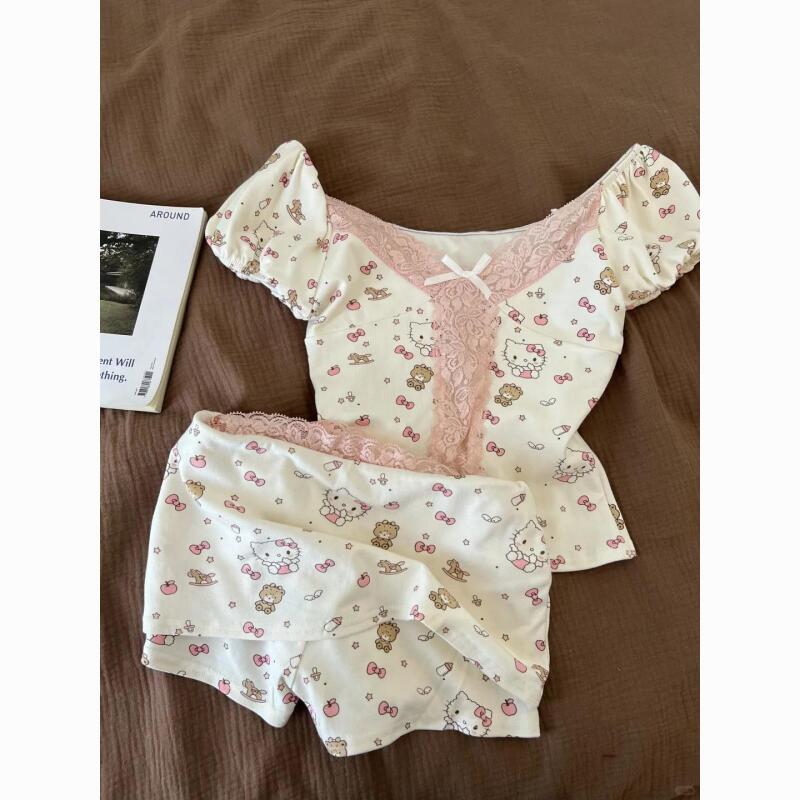 Pijamas Estilo Hello Kitty Pur - Summer Clothes avaliação e preço
